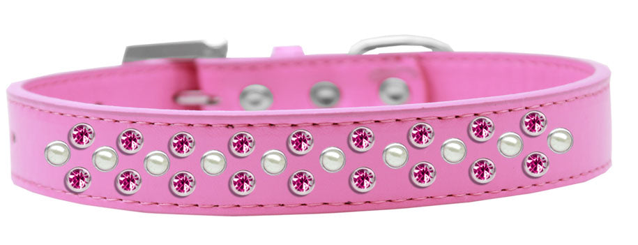 Dog, Puppy & Pet Fashion Collar, "Pearl and Bright Pink Crystal Rimsets Sprinkles"