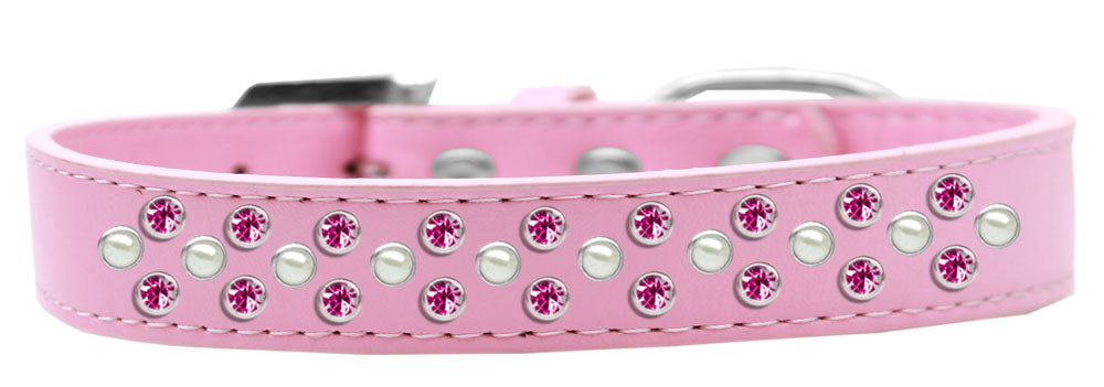 Dog, Puppy & Pet Fashion Collar, "Pearl and Bright Pink Crystal Rimsets Sprinkles"