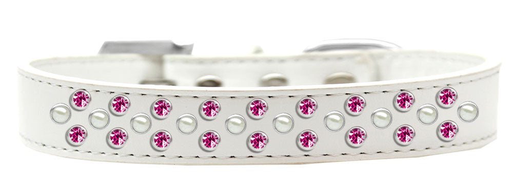 Dog, Puppy & Pet Fashion Collar, "Pearl and Bright Pink Crystal Rimsets Sprinkles"