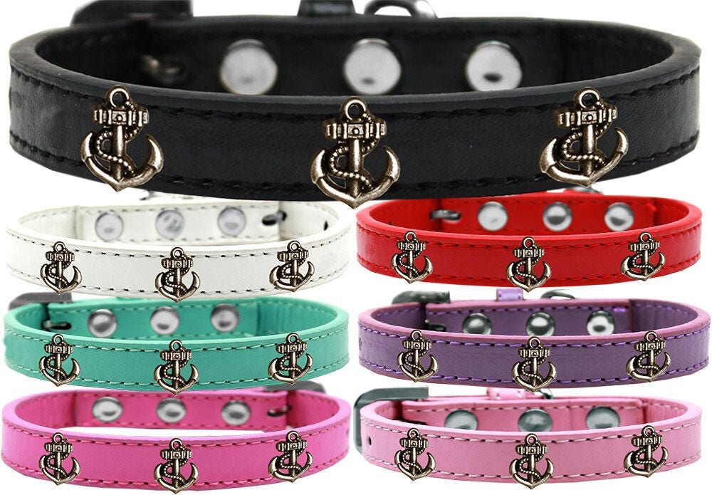 Dog, Puppy & Pet Widget Fashion Collar, "Bronze Anchor"