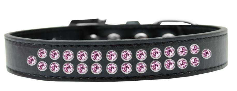 Dog, Puppy & Pet Fashion Collar, "Two Row Light Pink Crystal Rimsets"