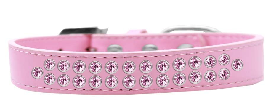 Dog, Puppy & Pet Fashion Collar, "Two Row Light Pink Crystal Rimsets"