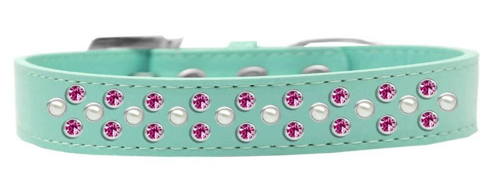 Dog, Puppy & Pet Fashion Collar, "Pearl and Bright Pink Crystal Rimsets Sprinkles"
