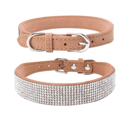 Shiny Rhinestone Hot Rhinestone Pet Collar Microfiber Durable Dog Collar