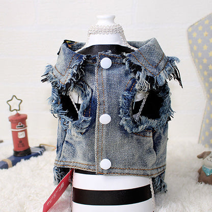 Dog clothes sand wash denim vest