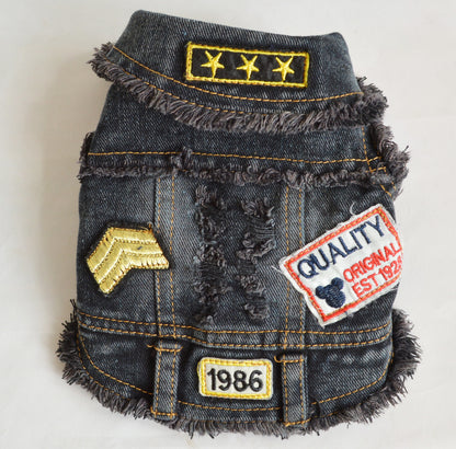 Dog clothes sand wash denim vest